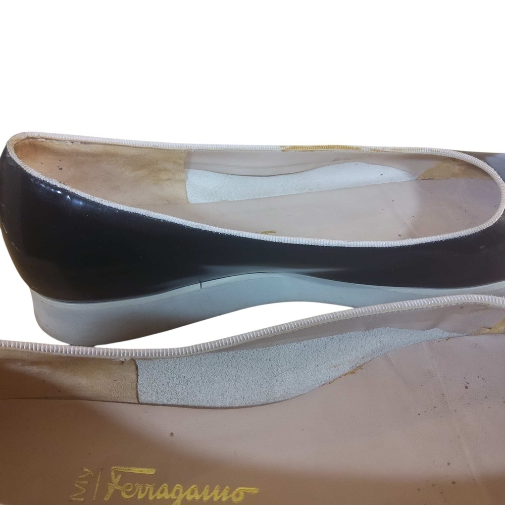Ferragamo Salvatore Ferragamo Black Patent Platform Ballet Flats Womens 10 B - Picture 12 of 16